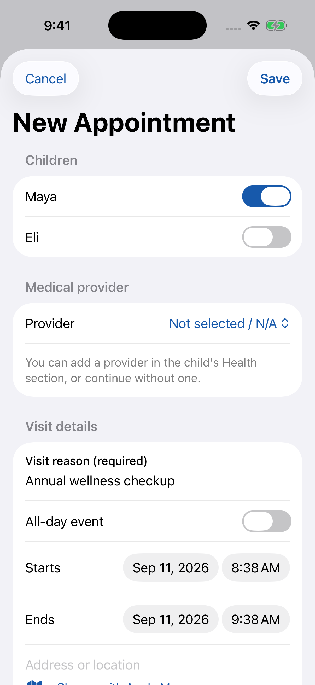 Super Dad — Appointments with less retyping