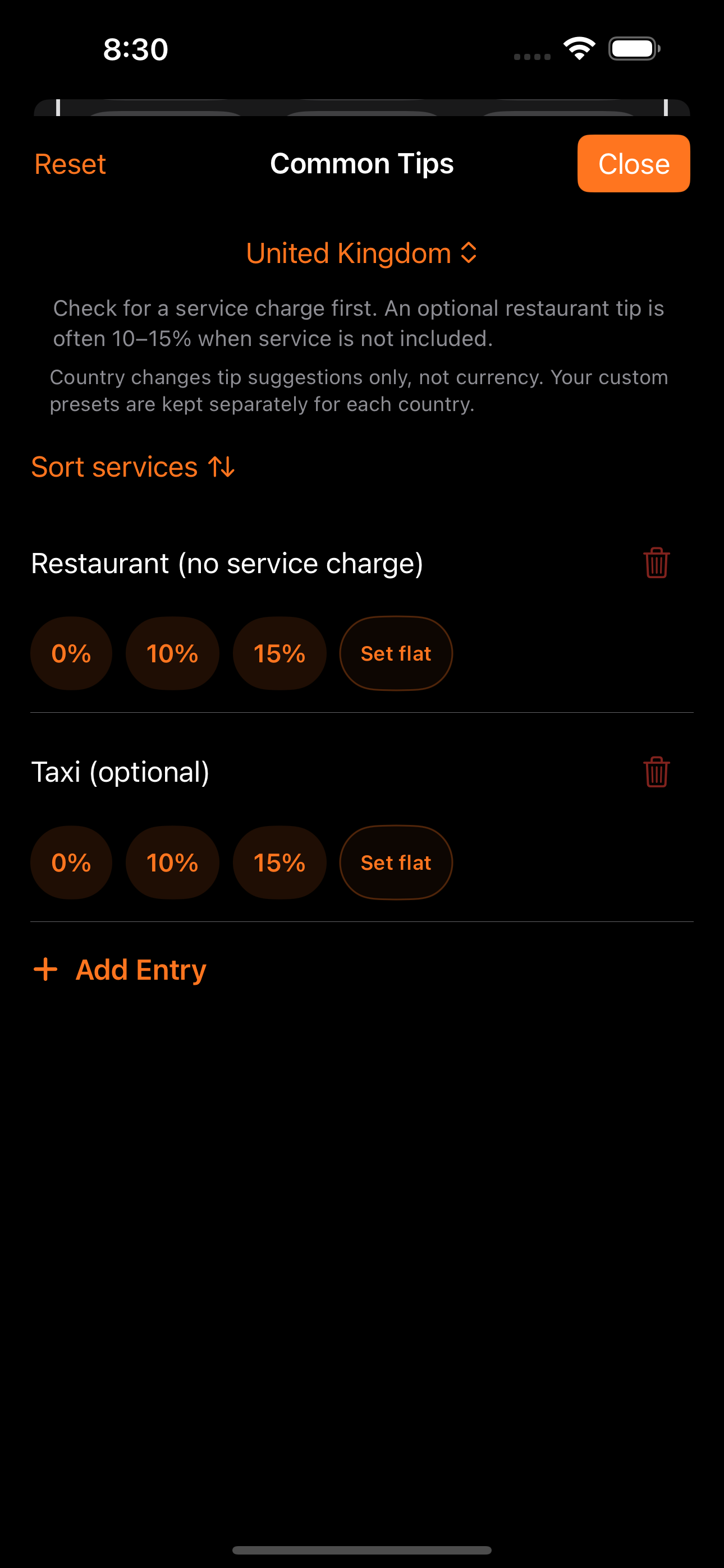 Tip Calculator Easy — Country-specific presets