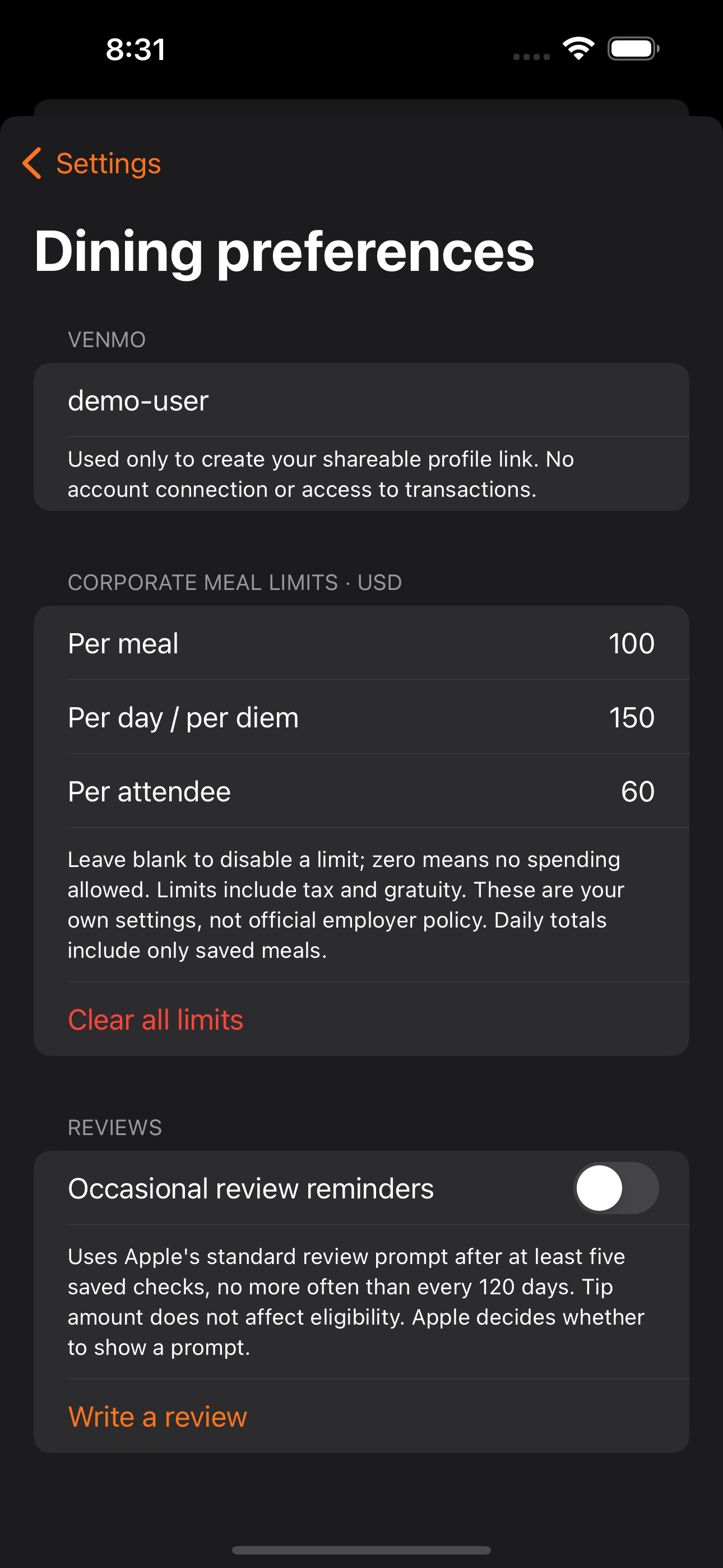 Tip Calculator Easy — Your dining preferences