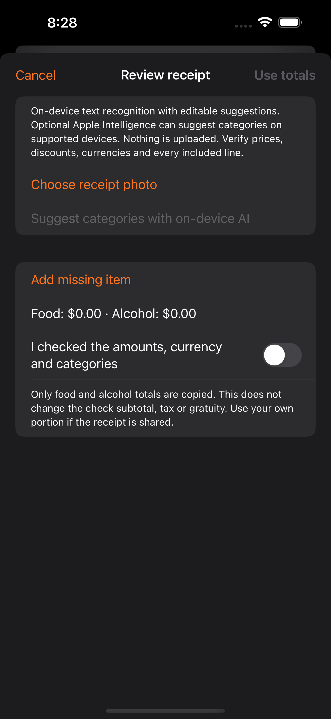 Tip Calculator Easy — Scan, review, then save